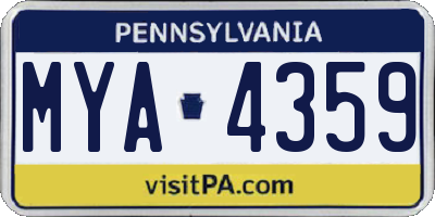 PA license plate MYA4359