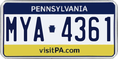 PA license plate MYA4361