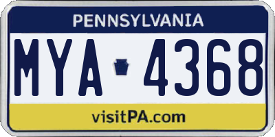 PA license plate MYA4368