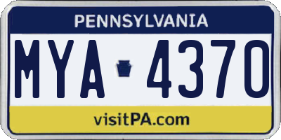 PA license plate MYA4370