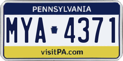 PA license plate MYA4371