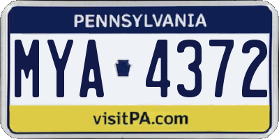 PA license plate MYA4372