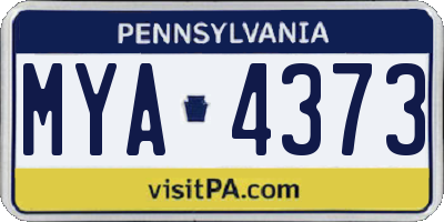 PA license plate MYA4373