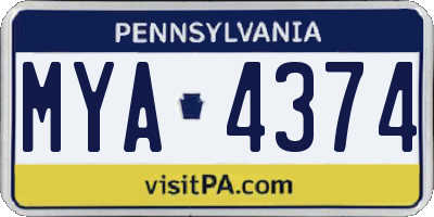 PA license plate MYA4374