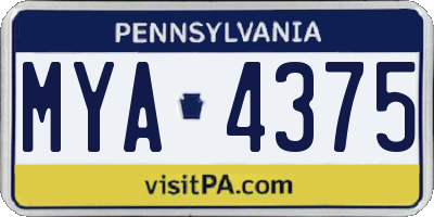 PA license plate MYA4375