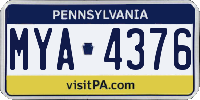 PA license plate MYA4376