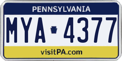 PA license plate MYA4377