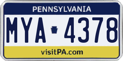 PA license plate MYA4378