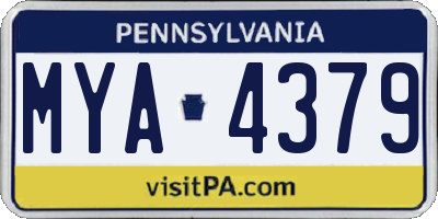 PA license plate MYA4379