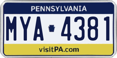 PA license plate MYA4381