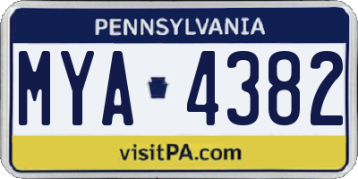 PA license plate MYA4382