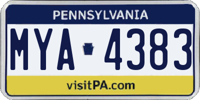 PA license plate MYA4383