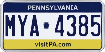PA license plate MYA4385