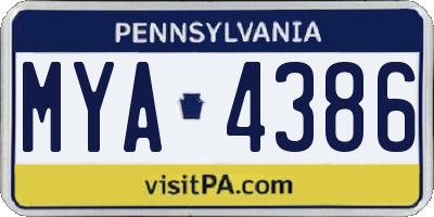 PA license plate MYA4386
