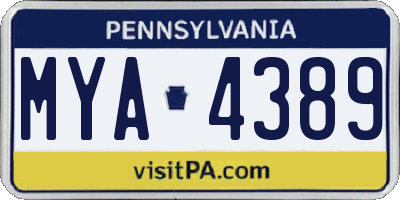 PA license plate MYA4389