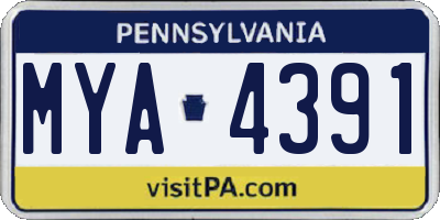PA license plate MYA4391