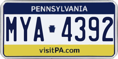 PA license plate MYA4392