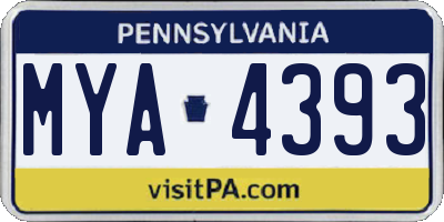 PA license plate MYA4393