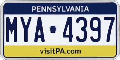 PA license plate MYA4397