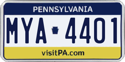 PA license plate MYA4401