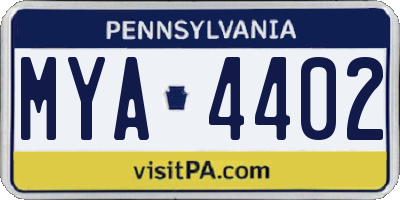 PA license plate MYA4402