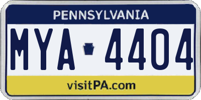 PA license plate MYA4404