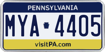 PA license plate MYA4405