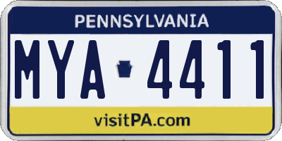 PA license plate MYA4411