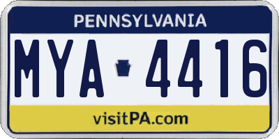 PA license plate MYA4416