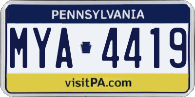 PA license plate MYA4419
