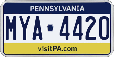 PA license plate MYA4420