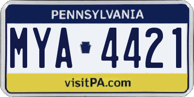 PA license plate MYA4421