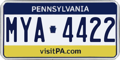 PA license plate MYA4422