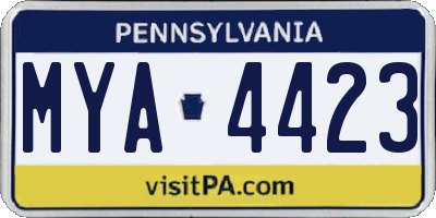 PA license plate MYA4423
