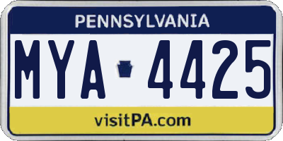 PA license plate MYA4425
