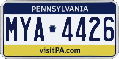 PA license plate MYA4426