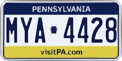 PA license plate MYA4428