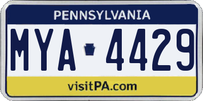 PA license plate MYA4429