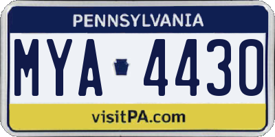 PA license plate MYA4430