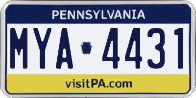 PA license plate MYA4431