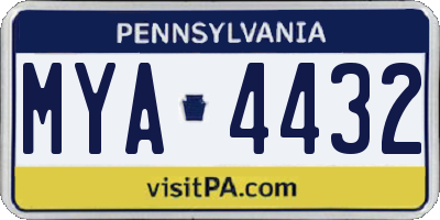 PA license plate MYA4432