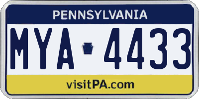 PA license plate MYA4433