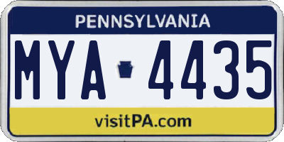 PA license plate MYA4435
