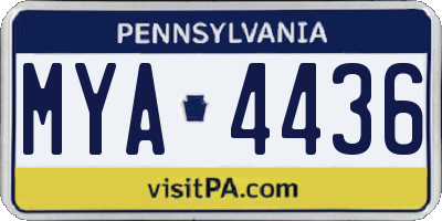 PA license plate MYA4436