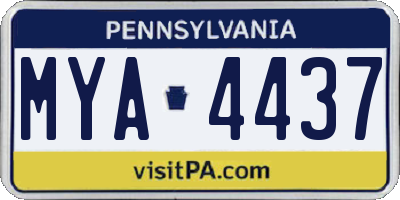 PA license plate MYA4437