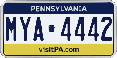 PA license plate MYA4442