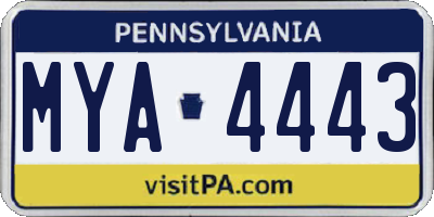 PA license plate MYA4443