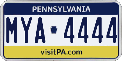 PA license plate MYA4444