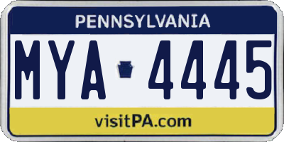 PA license plate MYA4445
