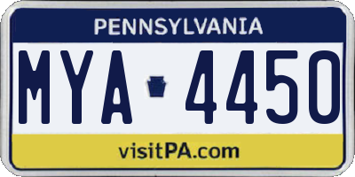 PA license plate MYA4450